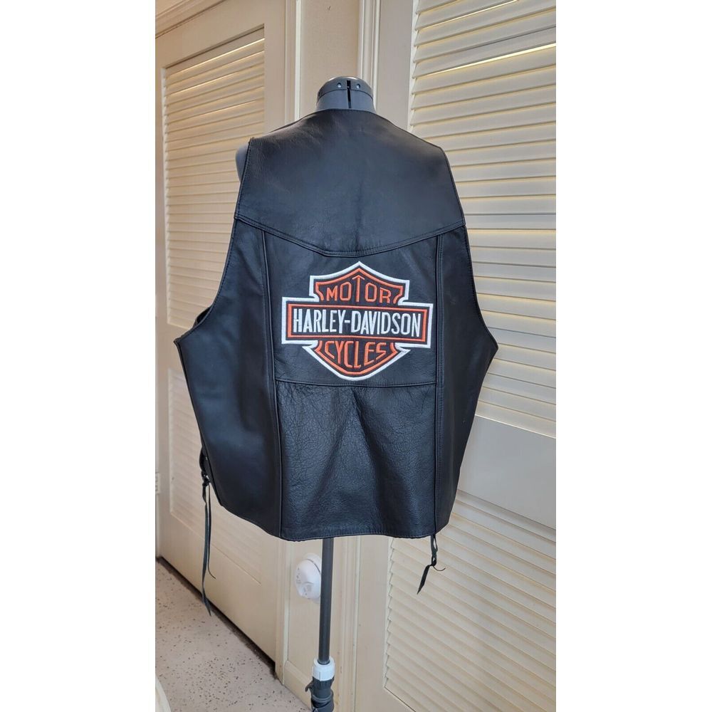 Harley Davidson Leather Vest With Patch 3XL Mens